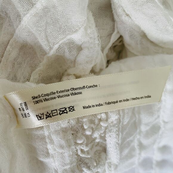 Free People One Willow Kimono White Lace Floral Open Front Tie Beach Boho Preppy - Picture 12 of 12